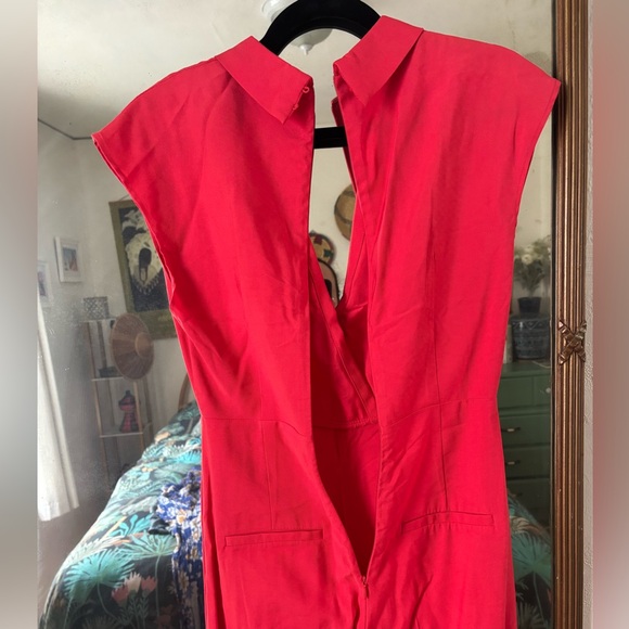 MNG Red Deep V Neck Wide Leg Jumpsuit - Picture 10 of 10